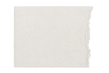 Blank torn paper piece with textured surface and ripped edges for custom messages on transparent background