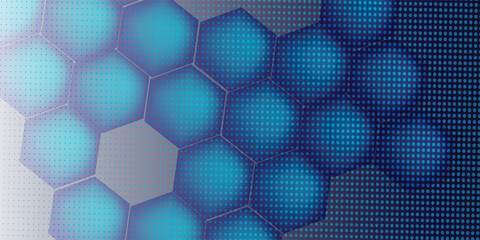 Creative stacked hexagon technology logo design inspiration, vector illustration with dots and waves.
