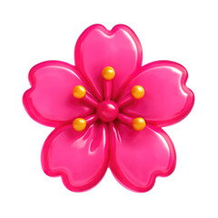 Fototapeta premium 3D Translucent Icon Style Pink Cherry Blossom Isolated on Transparent Background With Yellow Stamens
