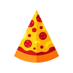 Pepperoni Pizza Slice Illustration on Black Background: Graphic Food Icon for Menu Design and Commercial Use