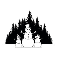 snowman family silhouette vector design