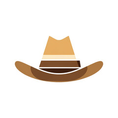 Stylized Cowboy Hat Illustration on Black Background: Brown, Tan, Western Fashion Icon