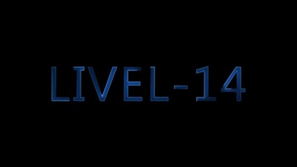 Glowing level-14 text with glitch effects animation. game concept next level icon isolated . Black background.animation - Powered by Adobe