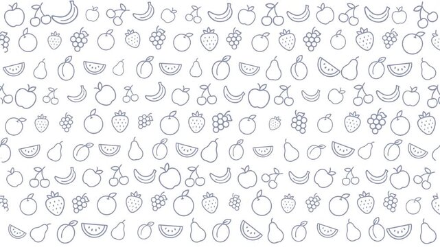 Vibrant and lively pattern of assorted fresh fruits including berries bananas grapes and watermelon perfect for culinary and design projects emphasizing freshness and health