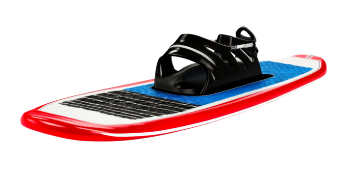Red and Blue Wakeboard with Black Foot Straps
