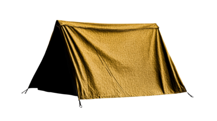 Golden Fabric Tent Setup Outdoors