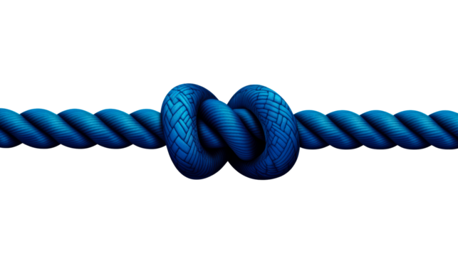 Thick Blue Rope Tied With Strong Secure Knot