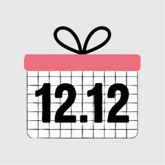 1212 Shopping Day Calendar Gift Box Illustration.