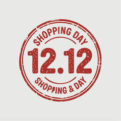 1212 Shopping Day Grunge Rubber Stamp Vector Illustration.