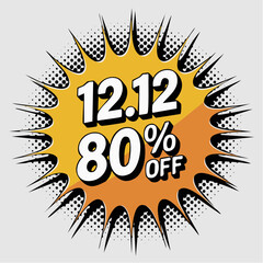 1212 Shopping Day Sale 80 Percent Off Pop Art Banner.