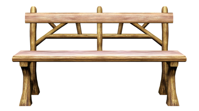 Rustic Wooden Garden Bench with Natural Grain Texture