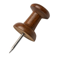 Brown push pin isolated on white background