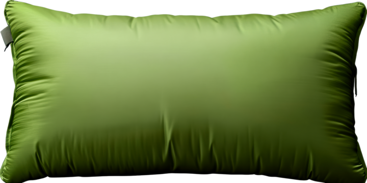 Vibrant moss green rectangular cushion with silky texture, cut out transparent - Powered by Adobe