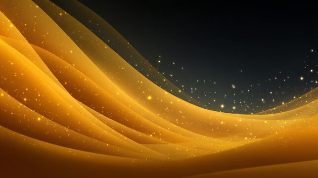 A Stunning Golden Wave Background with Sparkling Particles that Evokes a Sense of Elegance, Warmth, and Luxury for Various Creative Projects