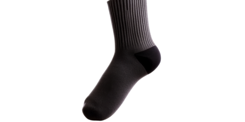 Dark Gray Ribbed Crew Sock with Reinforced Heel