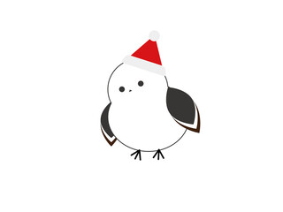 クリスマス帽をかぶったシマエナガのイラスト
