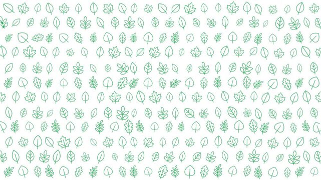 A vibrant seamless pattern featuring small green leaves and botanical motifs, ideal for eco-conscious designs, backgrounds, textiles, and environmental themes.