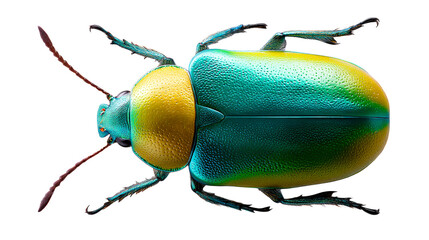 Iridescent Metallic Beetle Insect with Textured Exoskeleton