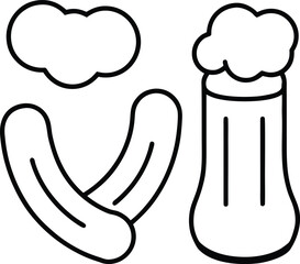 German Sausages And Beer Line Art Transparent Background