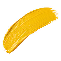 Yellow paint stroke on white background