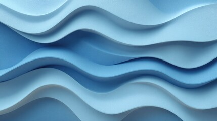 Obraz premium Blue abstract wave pattern with soft, pastel shades, featuring a gradient from light blue to dark blue, with a subtle ripple effect.