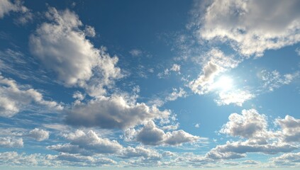 Obraz premium A vibrant blue sky scattered with fluffy white clouds