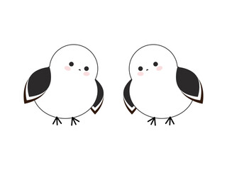 双子のシマエナガのイラスト