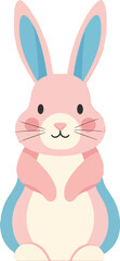 Fototapeta premium Cute Cartoon Vector Illustration of Bunny Rabbit in Minimalist Style with Pastel Pink Blue and Cream Colors