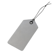 Grey blank price tag isolated on transparent background