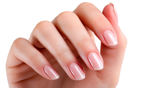 Elegant French Manicure on Woman's Hand