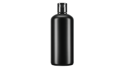 Sleek black personal care bottle with metallic flip-top cap