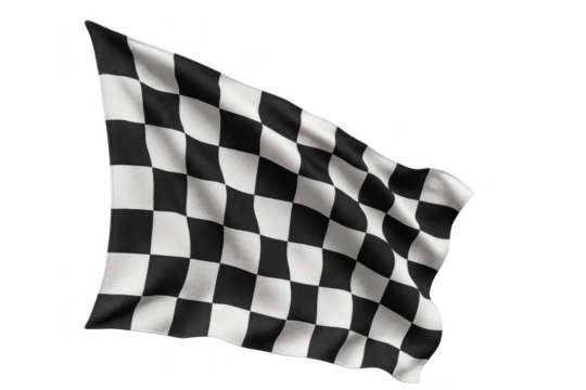 Waving checkered flag signaling victory and success at a finish line during a racing motorsport competition