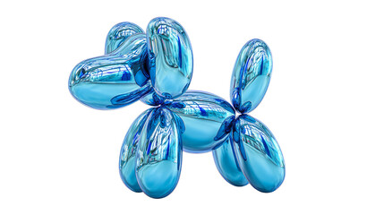 Shiny blue metallic balloon dog sculpture