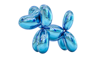 Shiny blue metallic balloon dog sculpture