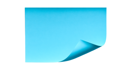 Blue square sticky note with curled corner