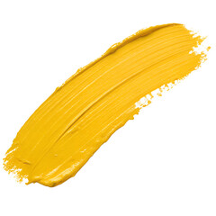 Yellow paint stroke on white background
