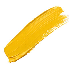 Yellow paint stroke on white background