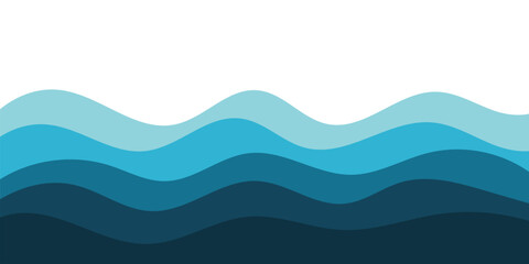 Ocean waves, Water layers, Blue hues, Abstract curves, Liquid motion design element. vector illustration