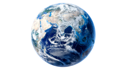 Realistic view of planet Earth with continents and oceans