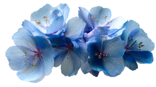 Close-up of translucent blue petals with visible stamen