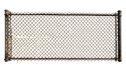 Weathered Chain Link Fence Section with Rusty Posts