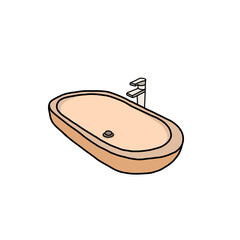 Modern Oval Bathroom Sink with Faucet Illustration