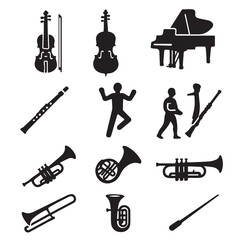 Classical Instruments Silhouette Vector Set.eps