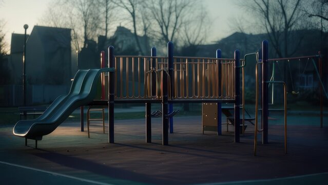 Empty playground at dawn