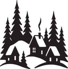 Winter Village in Black and White.eps