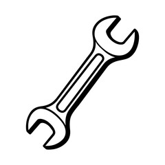 Wrench Tool Vector Illustration – Black and White Spanner Icon for Mechanic, Garage, Repair Shop, and Industrial Design
