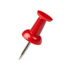 Red push pin isolated on white background