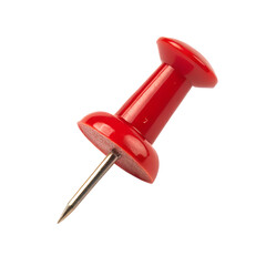 Red push pin isolated on white background