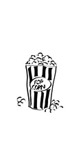 pop corn illustration black and white