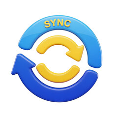 3D Sync Refresh Data Exchange Technology Icon with transparent background
